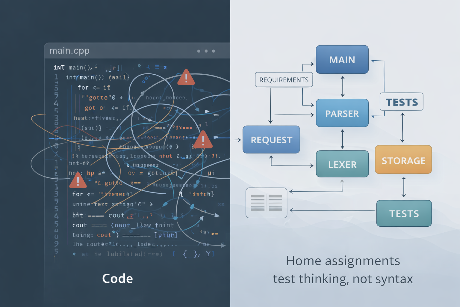 Most C++ home assignments aren’t about writing code.